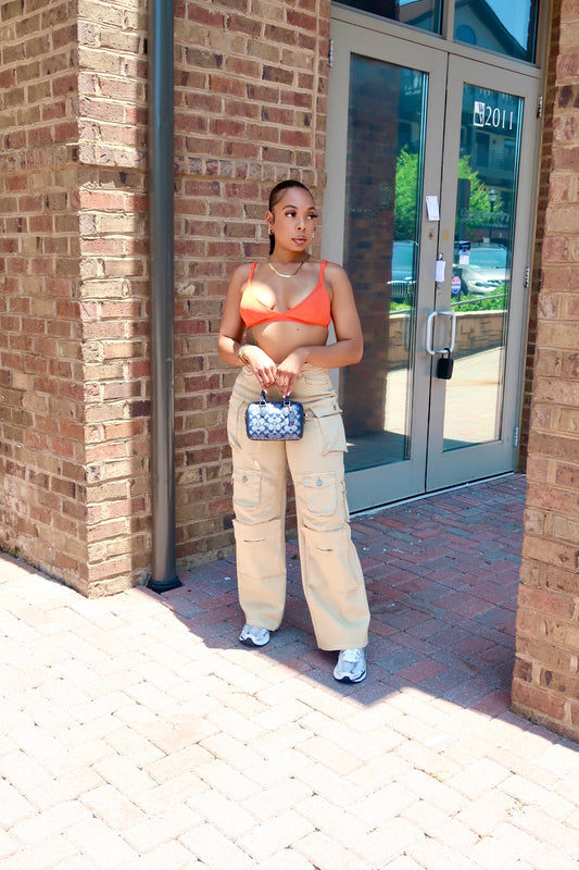 Golden Hour Wide Leg Cargo Pant- Stone