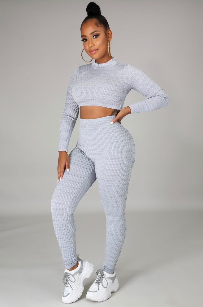Roxy Two Piece Pant Set- Gray