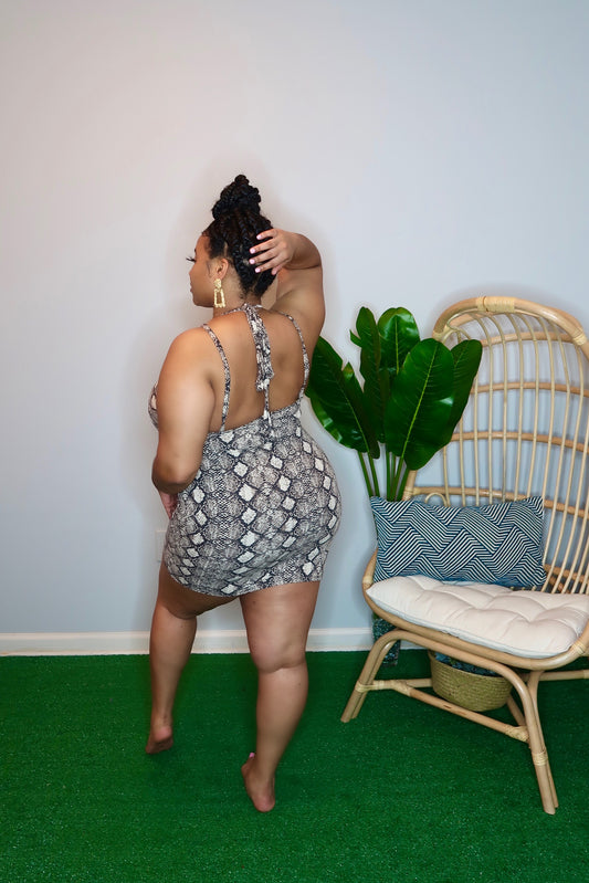 Can You Keep Up Snakeskin Mini Dress