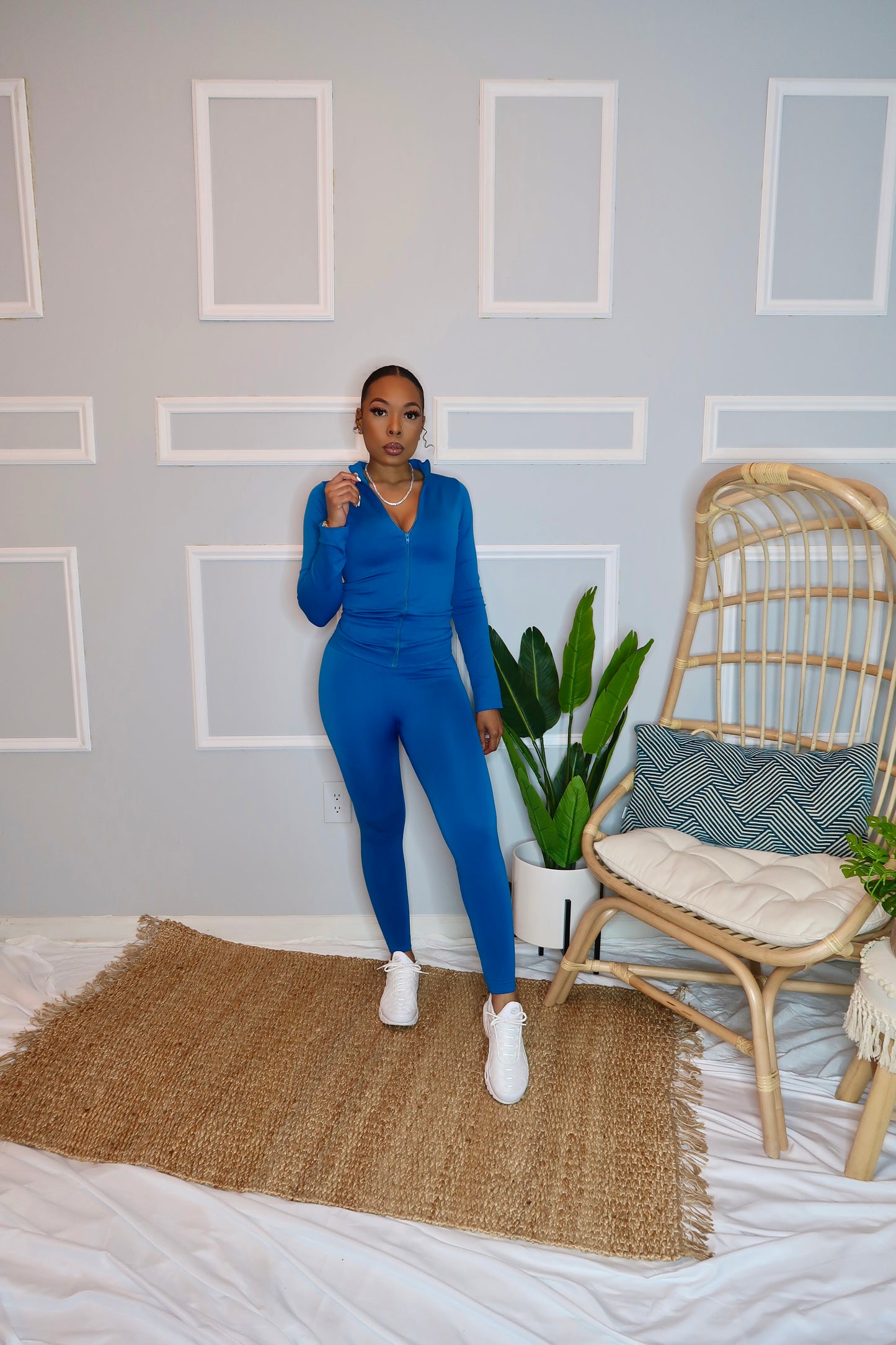 Pull up Long Sleeve Set-Aqua