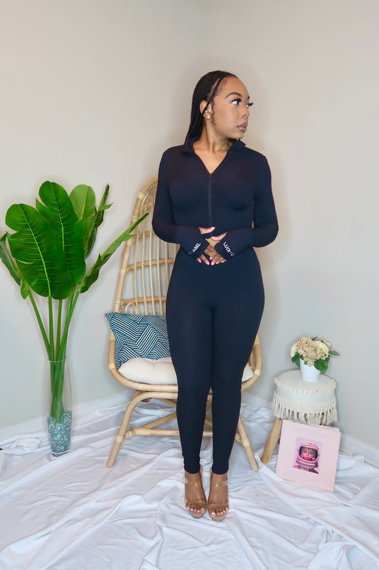 Jet Setter Two Piece Pant Set- Black