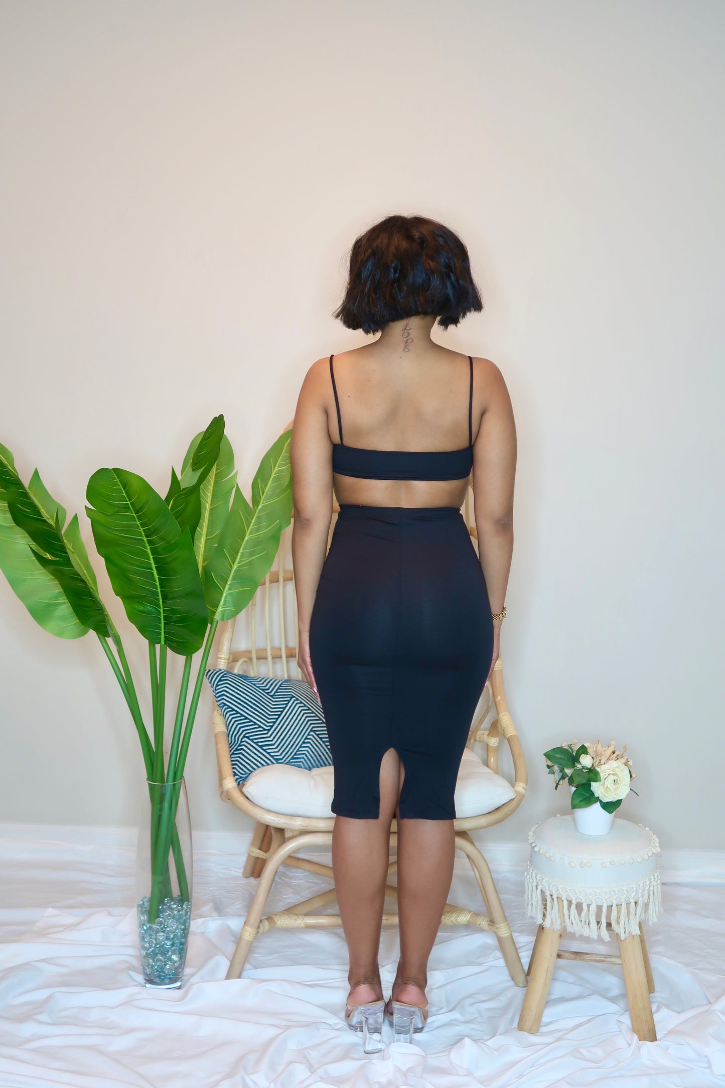 Ruched and Ready Skirt Set-Black