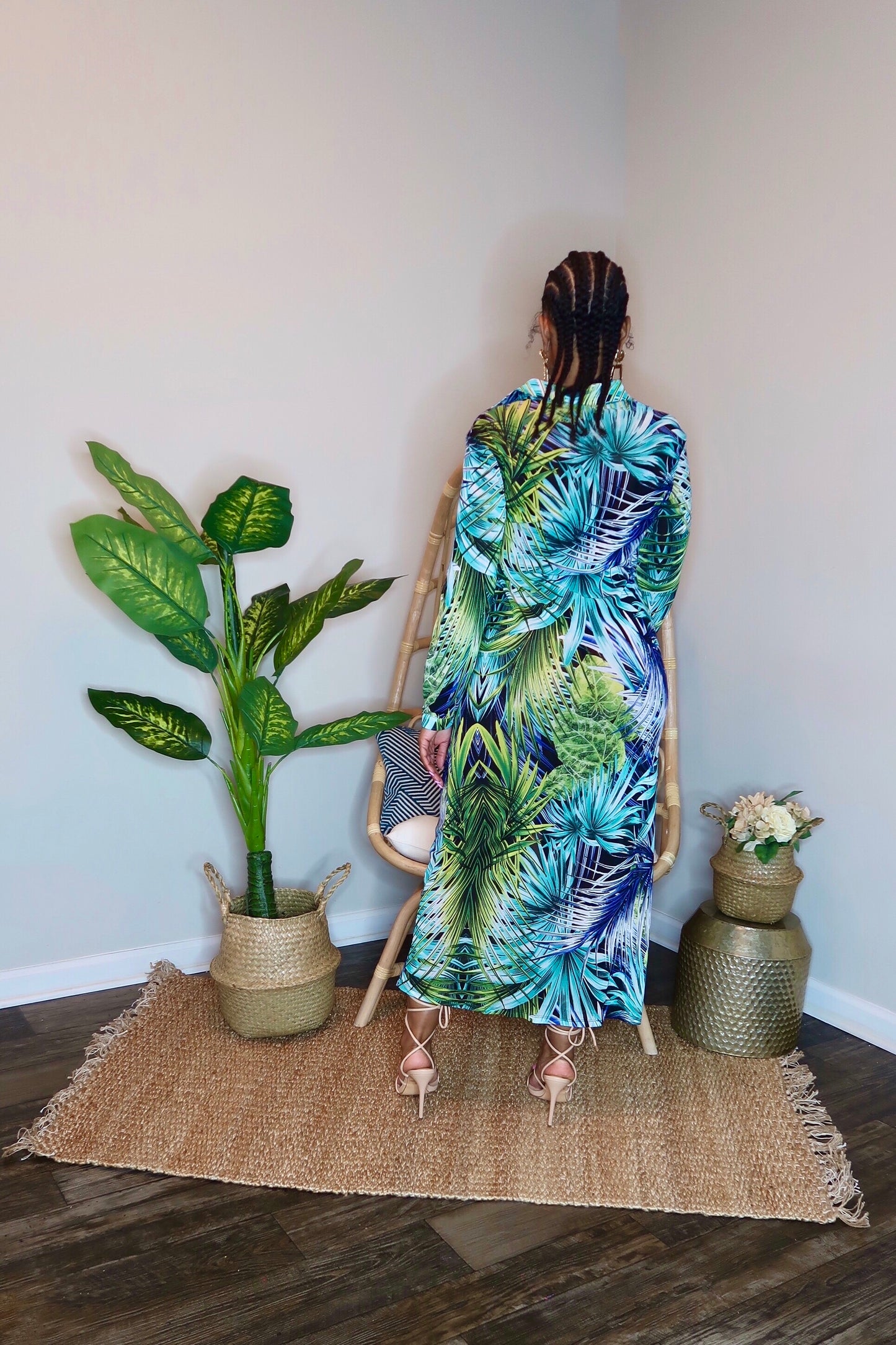 Spring Tropics Floral Midi Dress