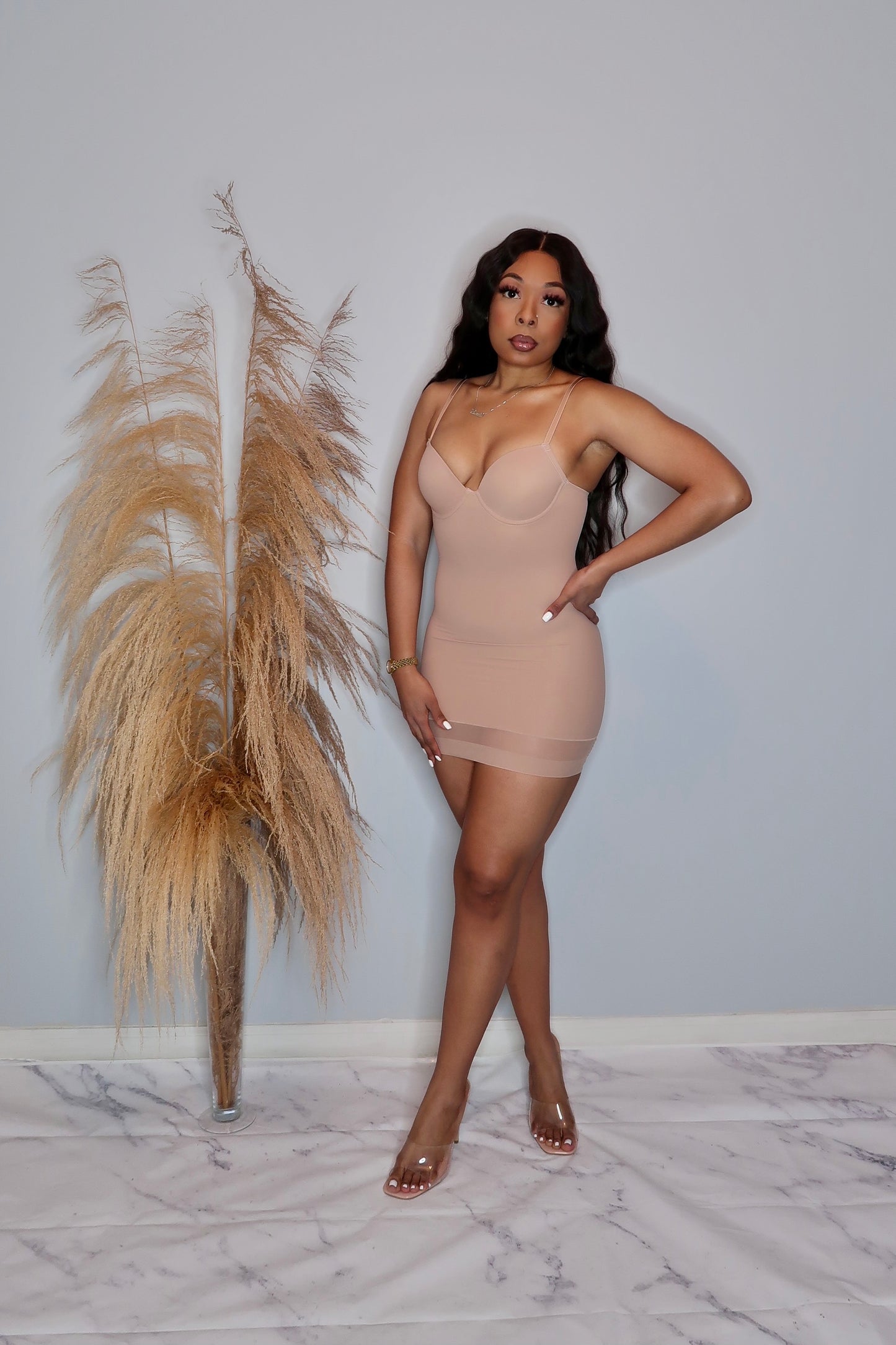 Main Squeeze Mini Dress- Nude