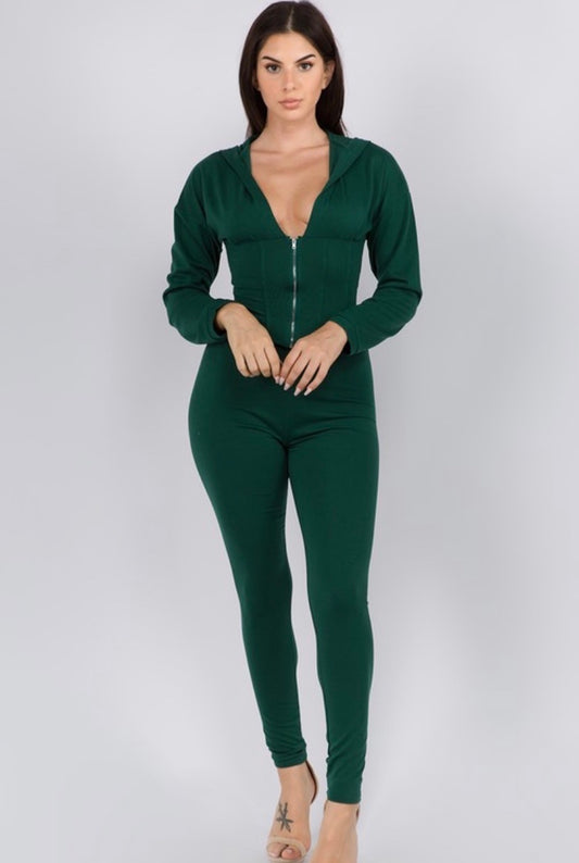 Money Hunt Sweater Two Piece Set- Hunter Green