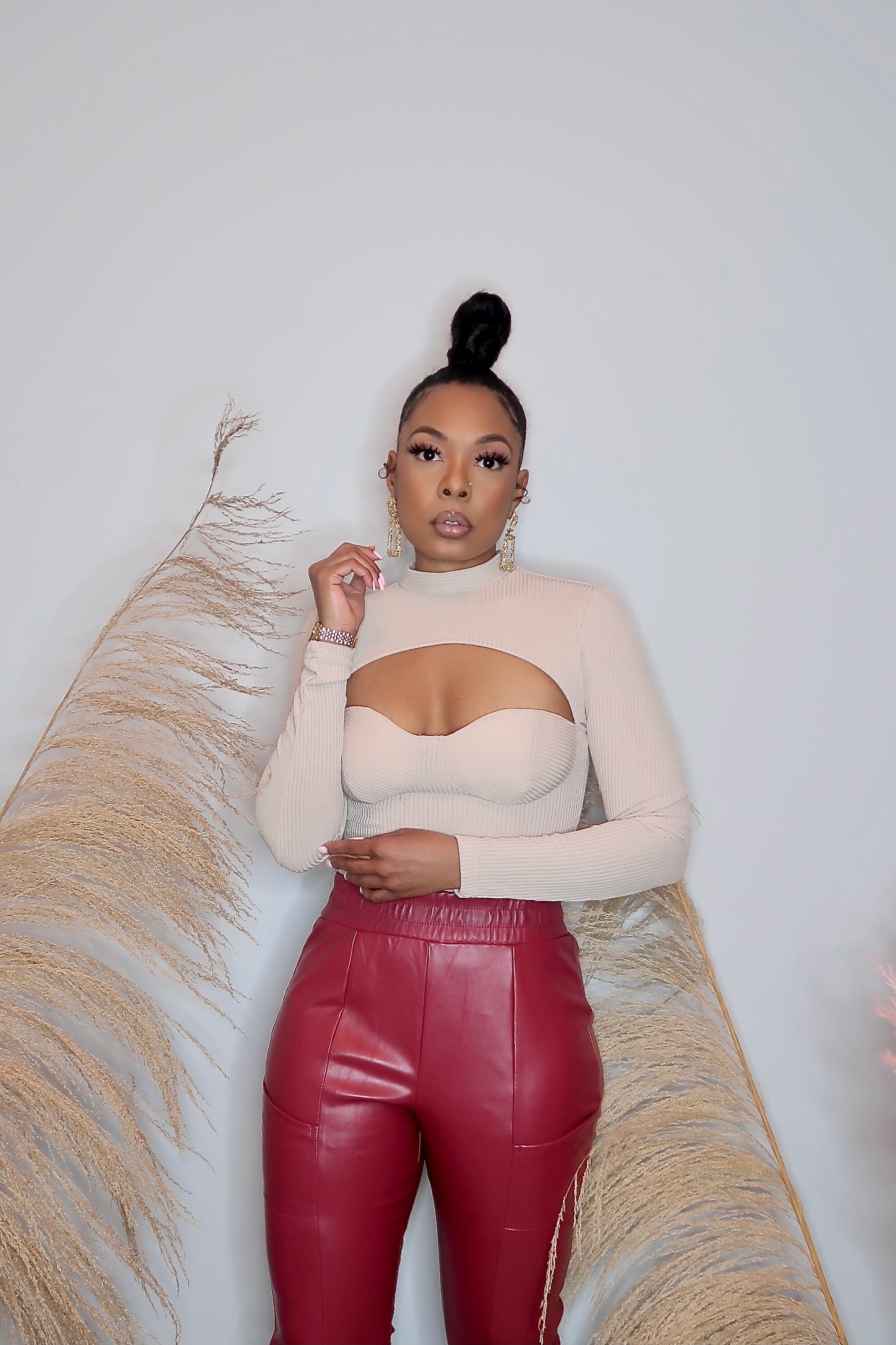 Milan Long sleeve Bodysuit- Nude