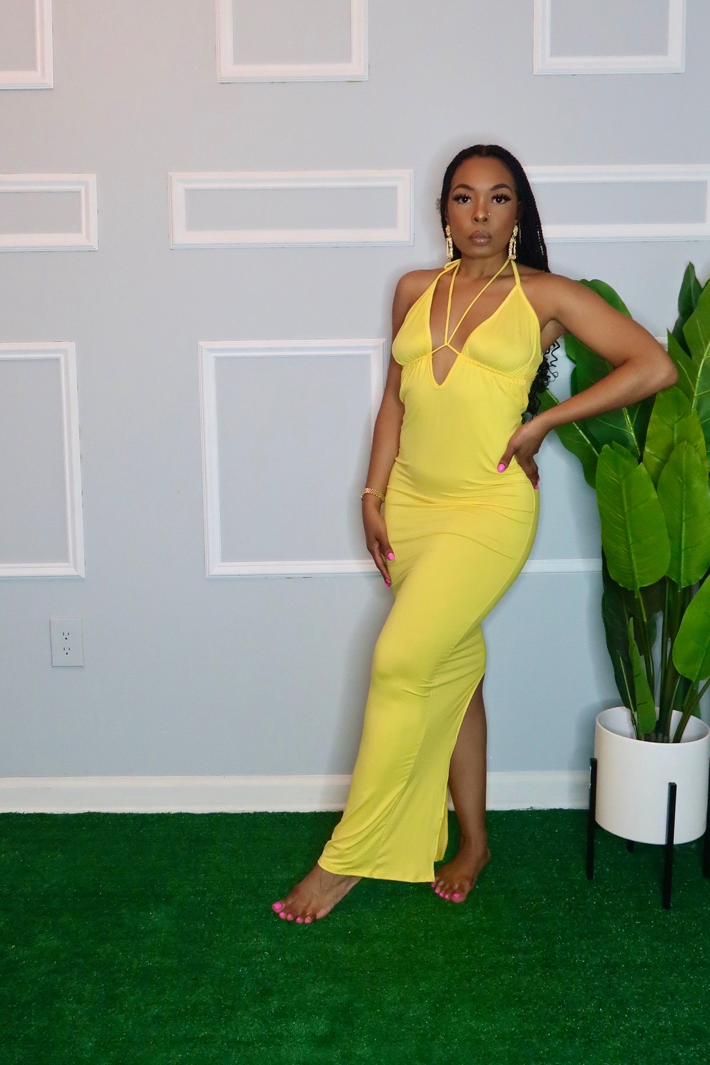 Unforgettable Multi Tie Maxi Dress- Yellow