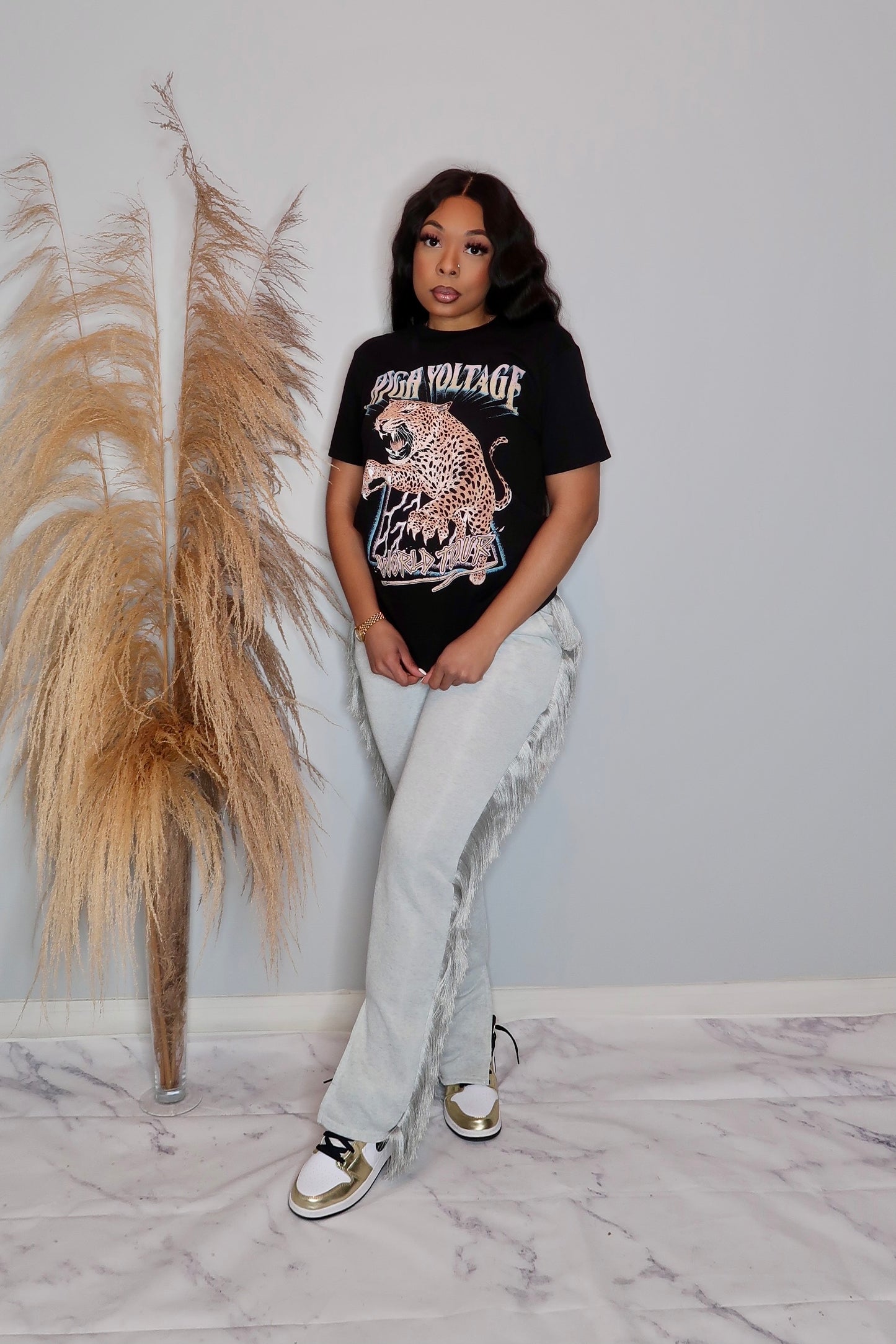 Fashion Fix Fringe Joggers- Light Grey