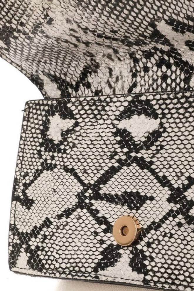 Snakeskin utility belt bag with pockets