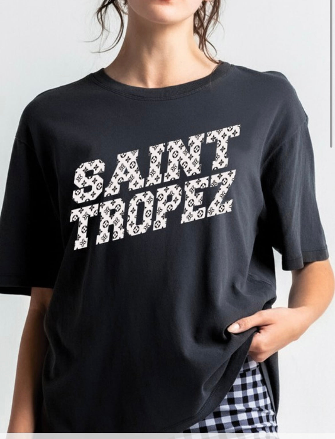 ST. Tropez Monogrammed Tee- Black