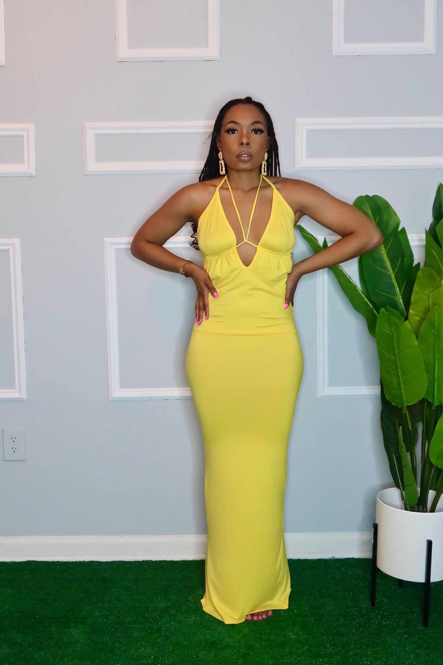 Unforgettable Multi Tie Maxi Dress- Yellow