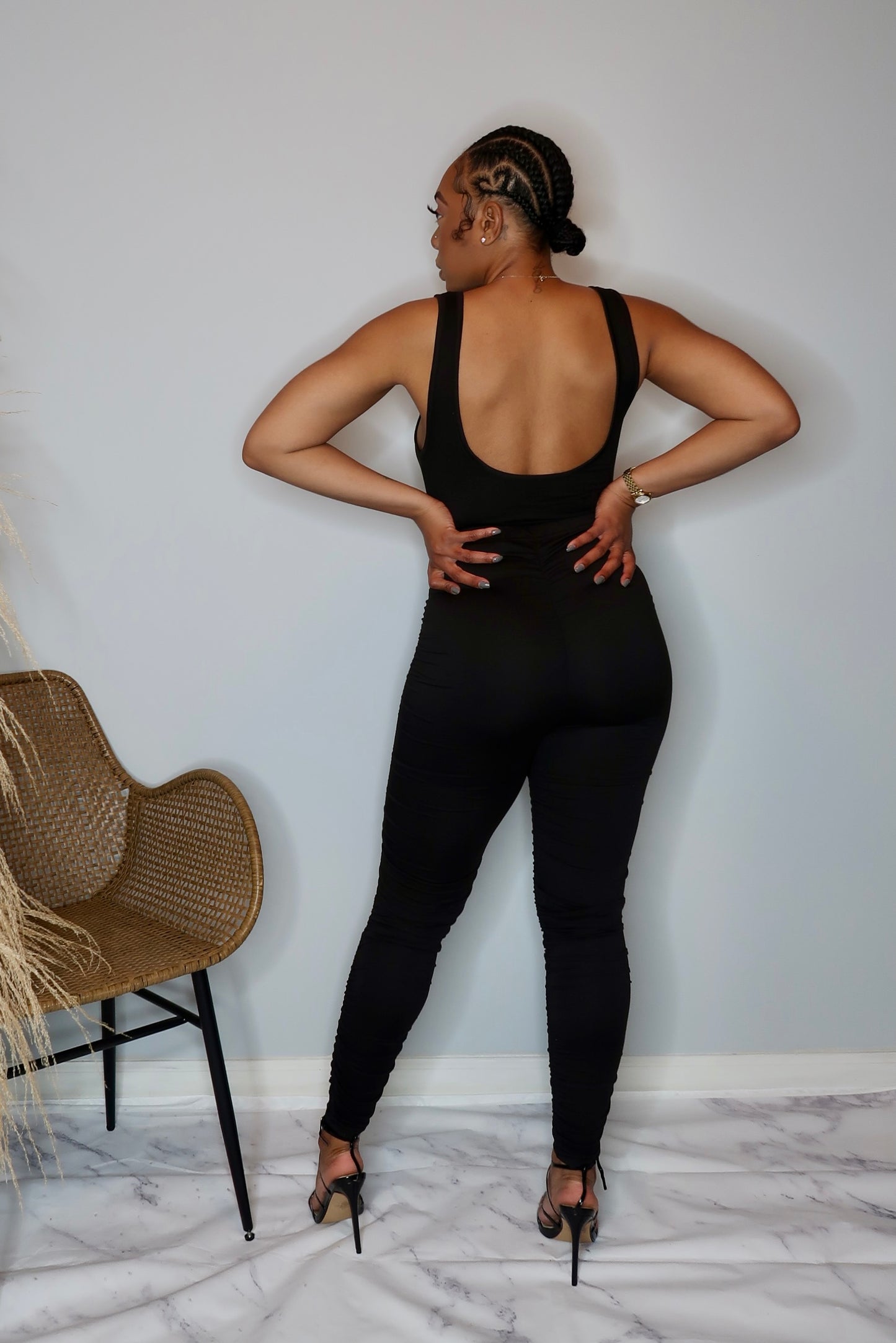 Lori Ruched Pant Set- Black