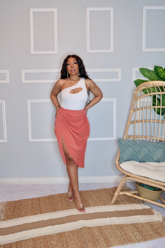 SJP Side Slit Skirt- Coral