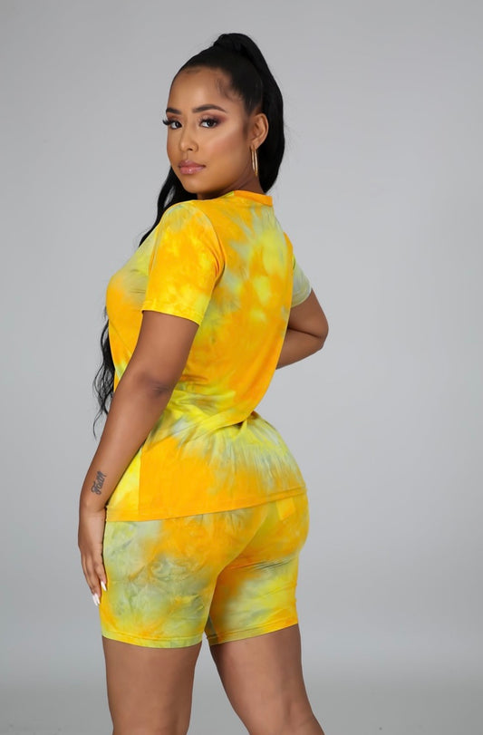 Basanti Tie Dye Biker Short Set