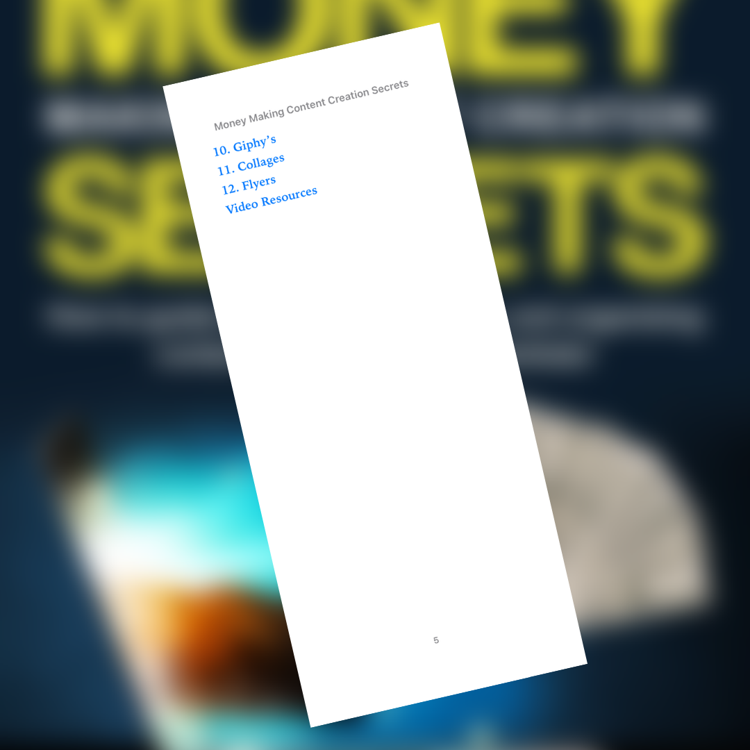 Money Making Content Creation Secrets E- Book