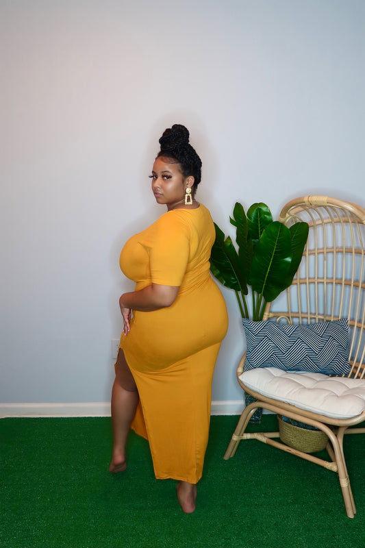 Cassie Slit Maxi Dress- Yellow