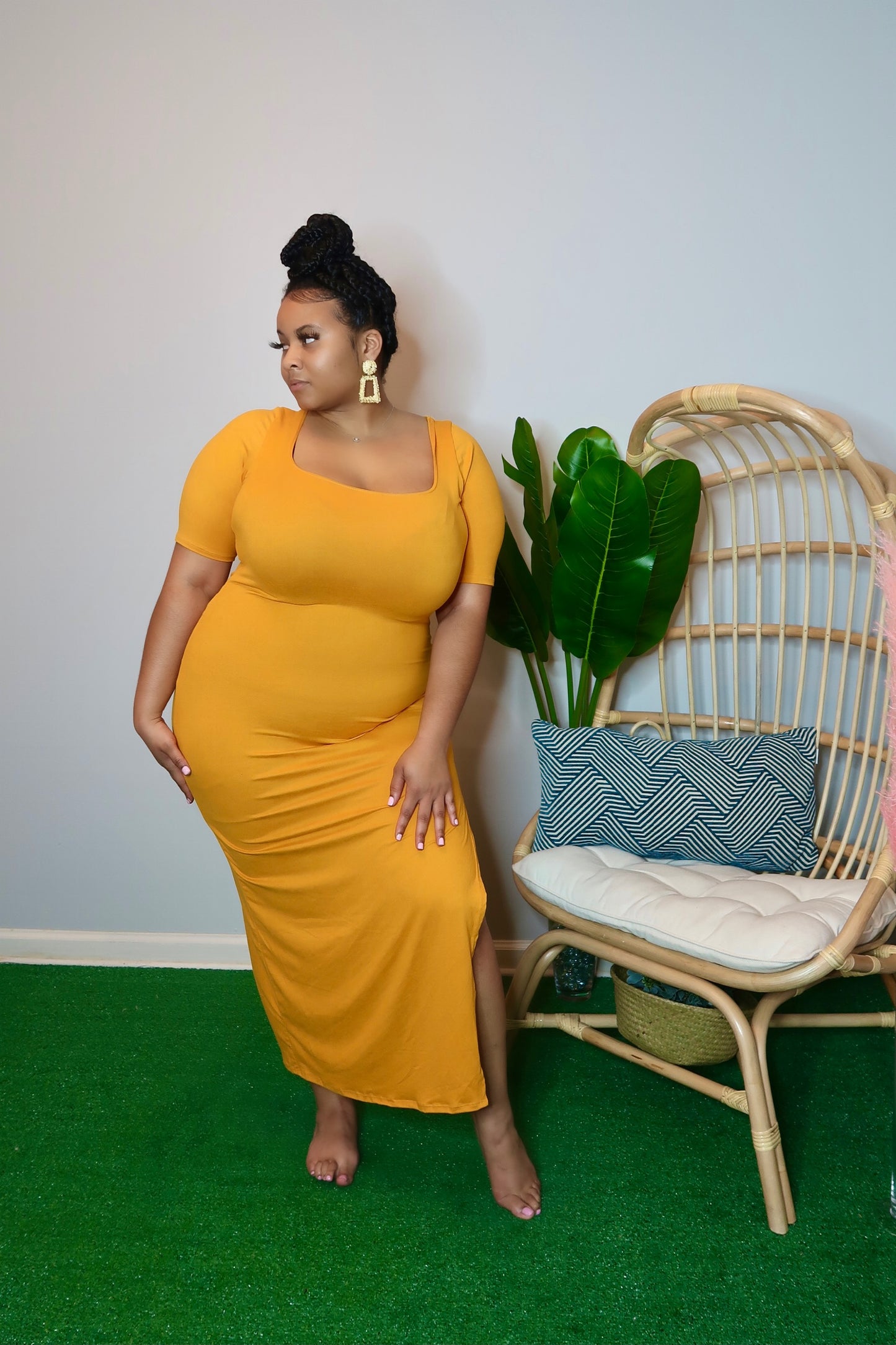 Cassie Slit Maxi Dress- Yellow