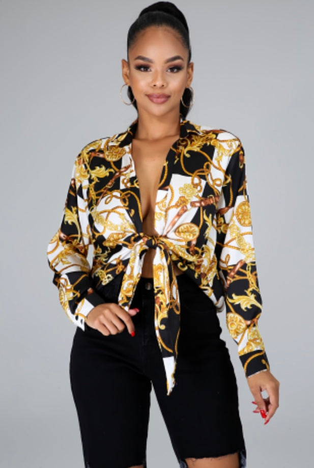 Lavish Nights Silk Button Down- Printed