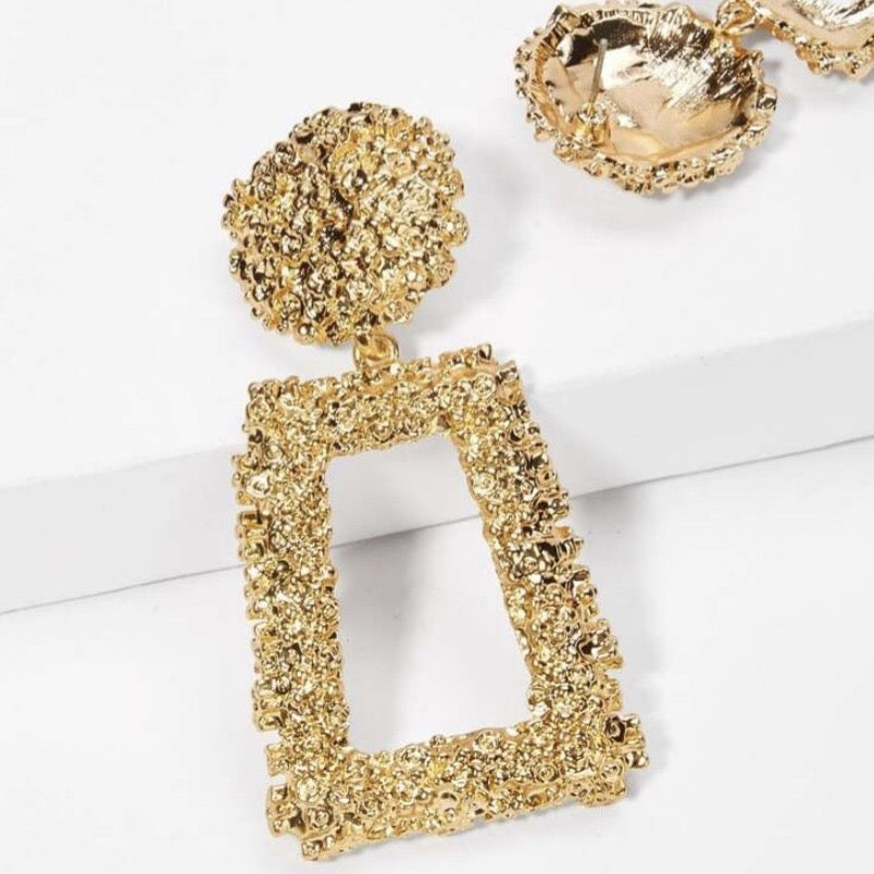 Rectangle square drop earrings women’s accessories women’s earrings textured earrings 