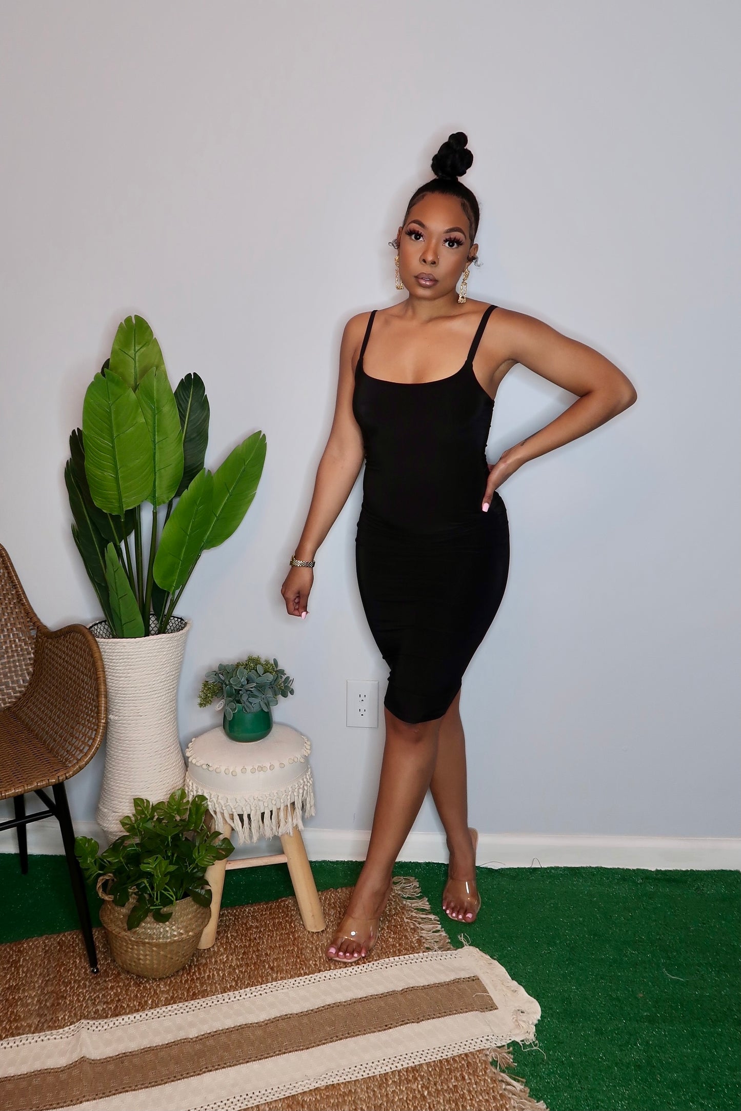 Second Skin Midi Dress- Black