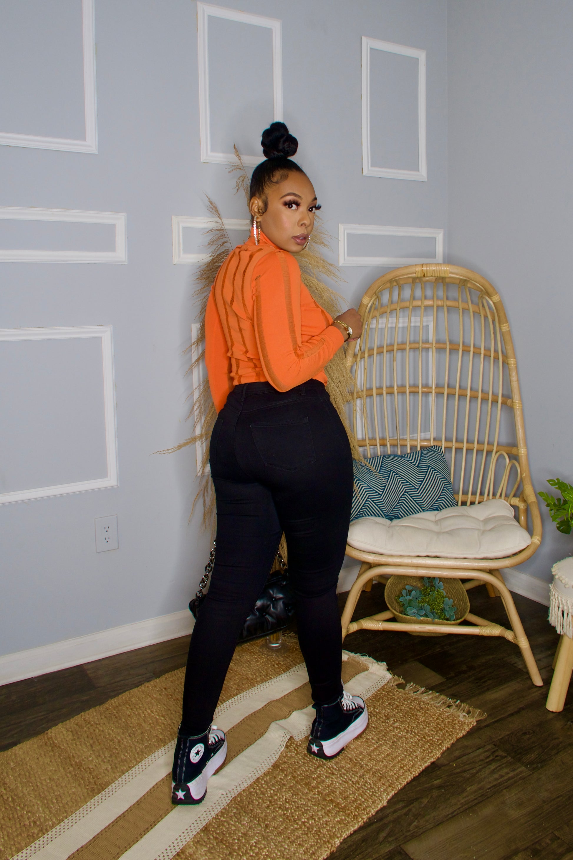 Trixie Distressed Sweater- Orange