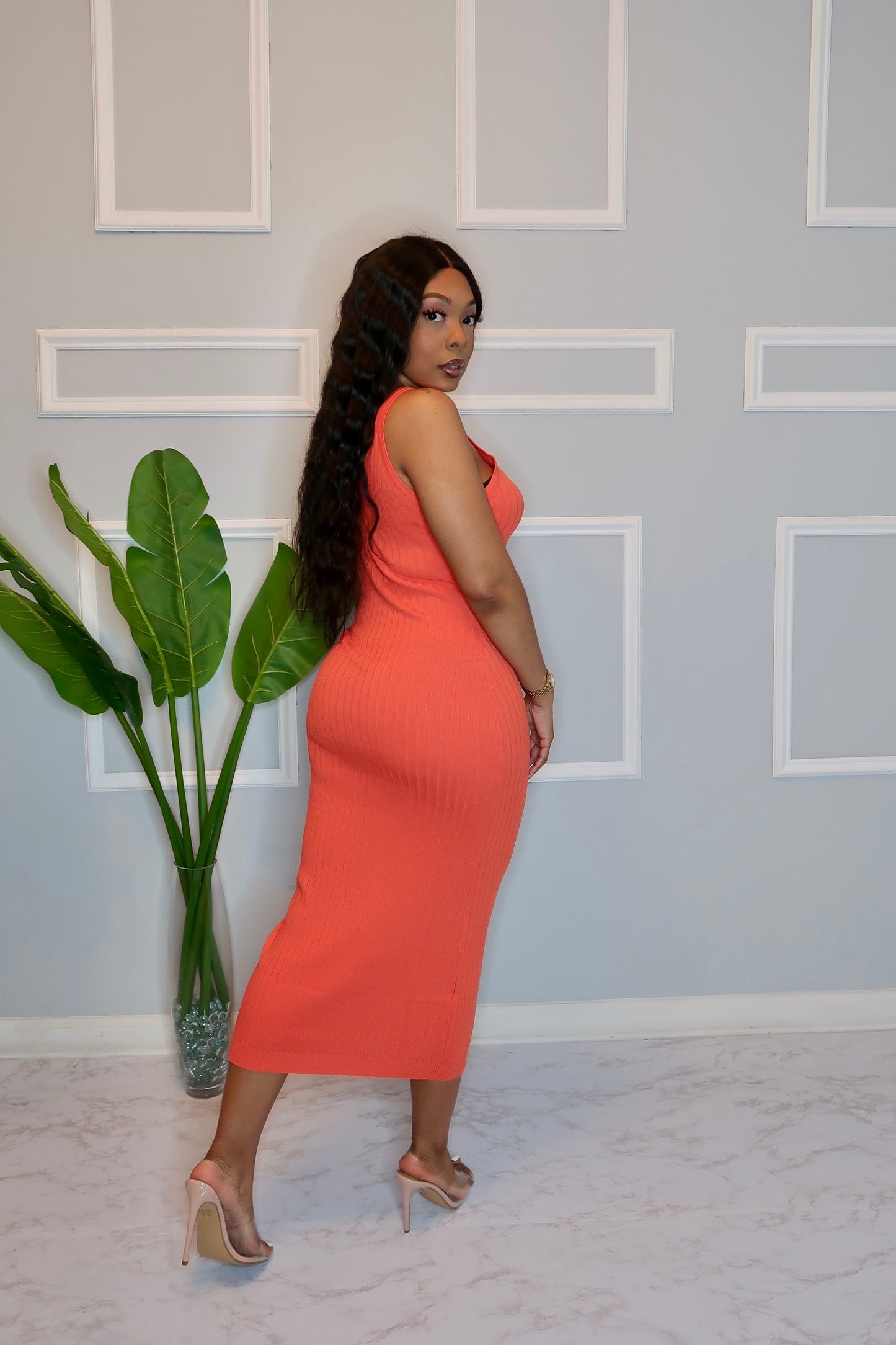 Such A Lady Midaxi Dress-Coral