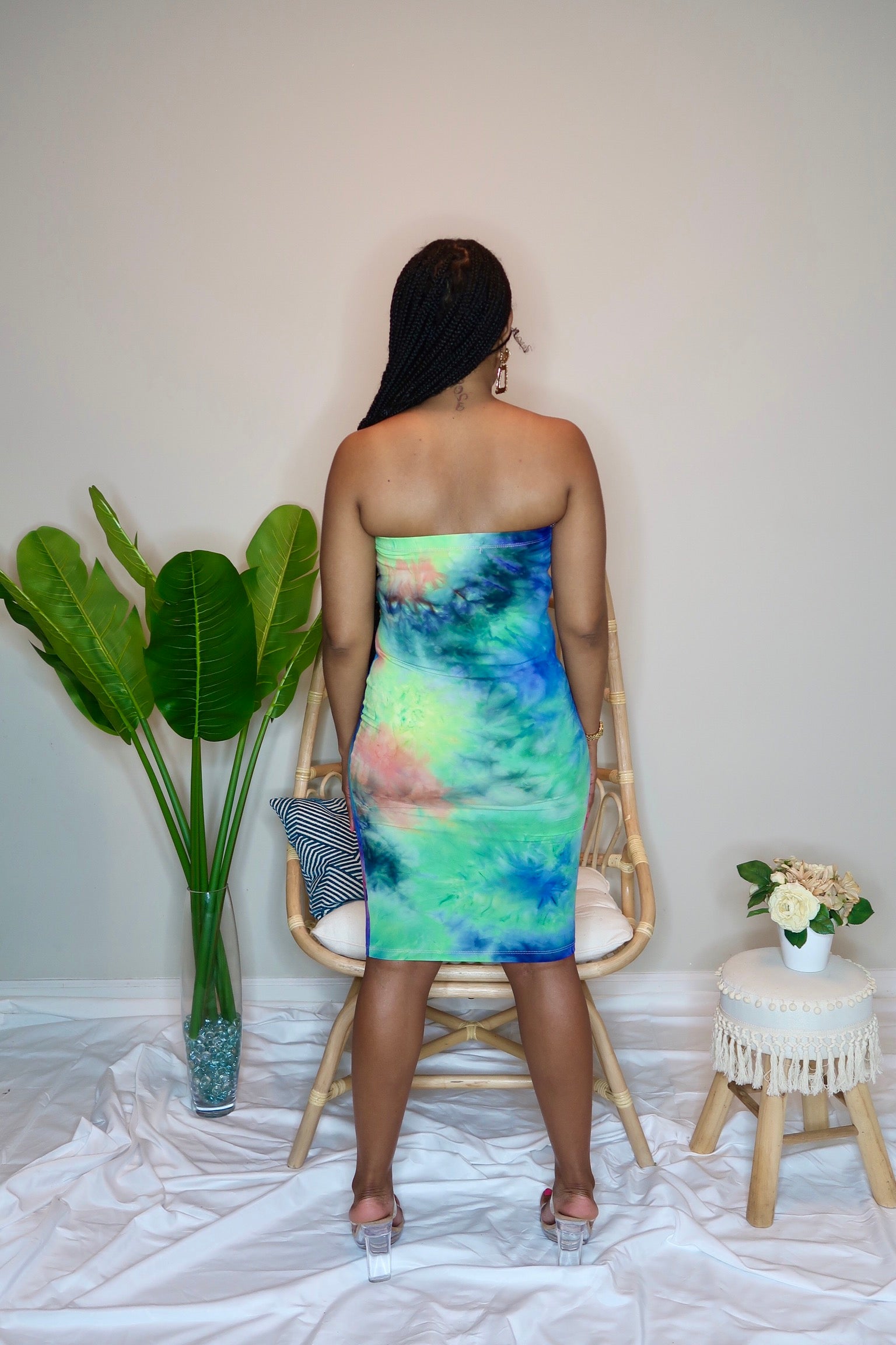 Ballari Strapless Tie Dye Knee Dress