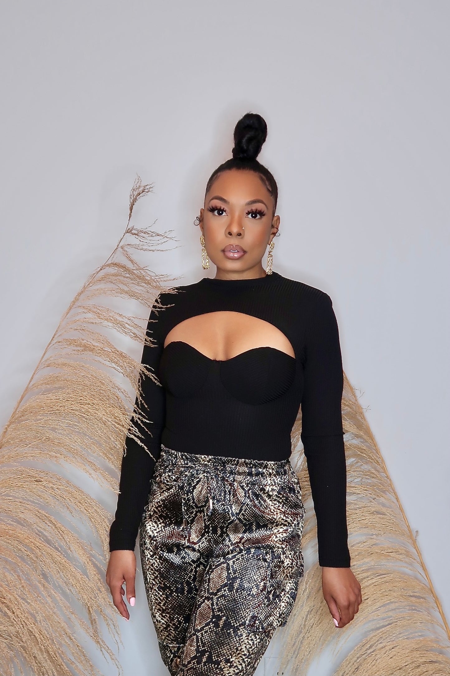 Milan Long sleeve Bodysuit- Black