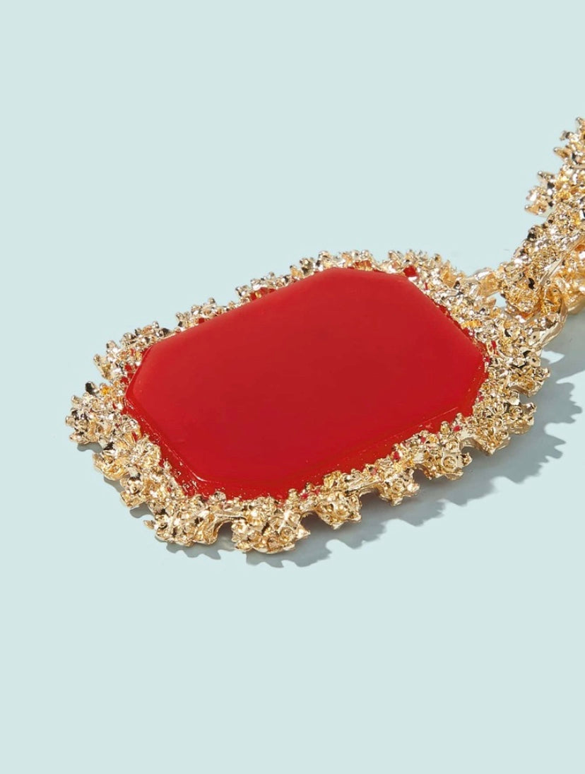 Luxury Dreams Geometric Drop Earrings -Red