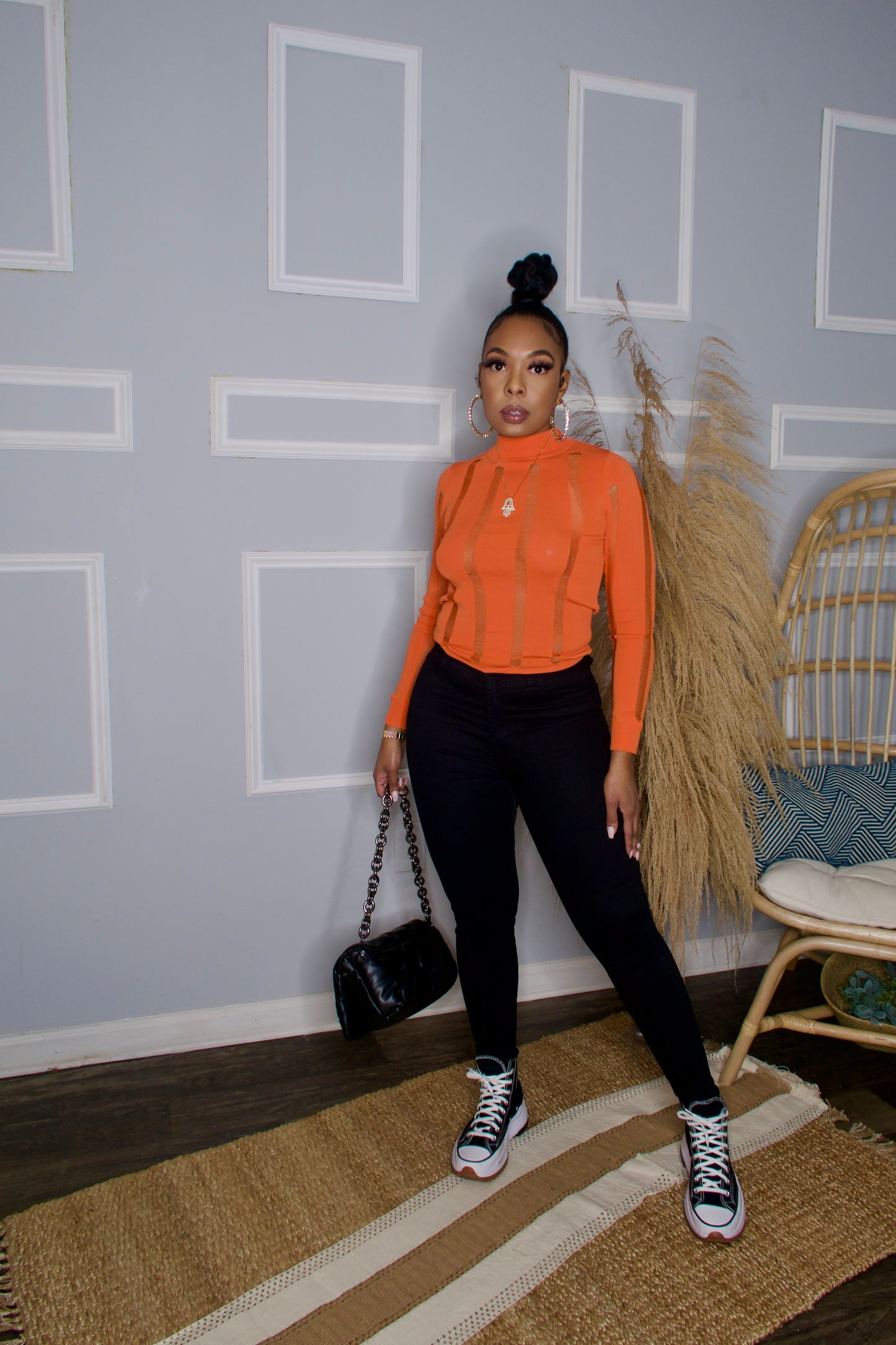 Trixie Distressed Sweater- Orange