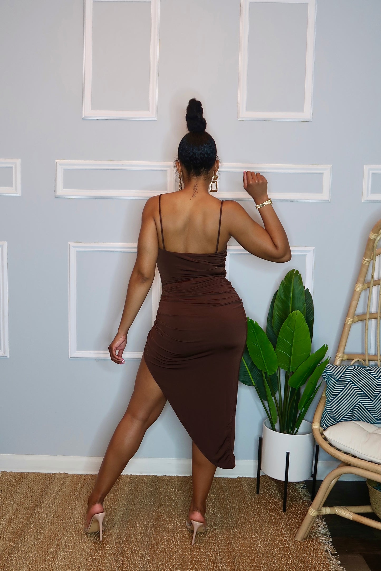 Nyla Angled Skirt Set- Brown