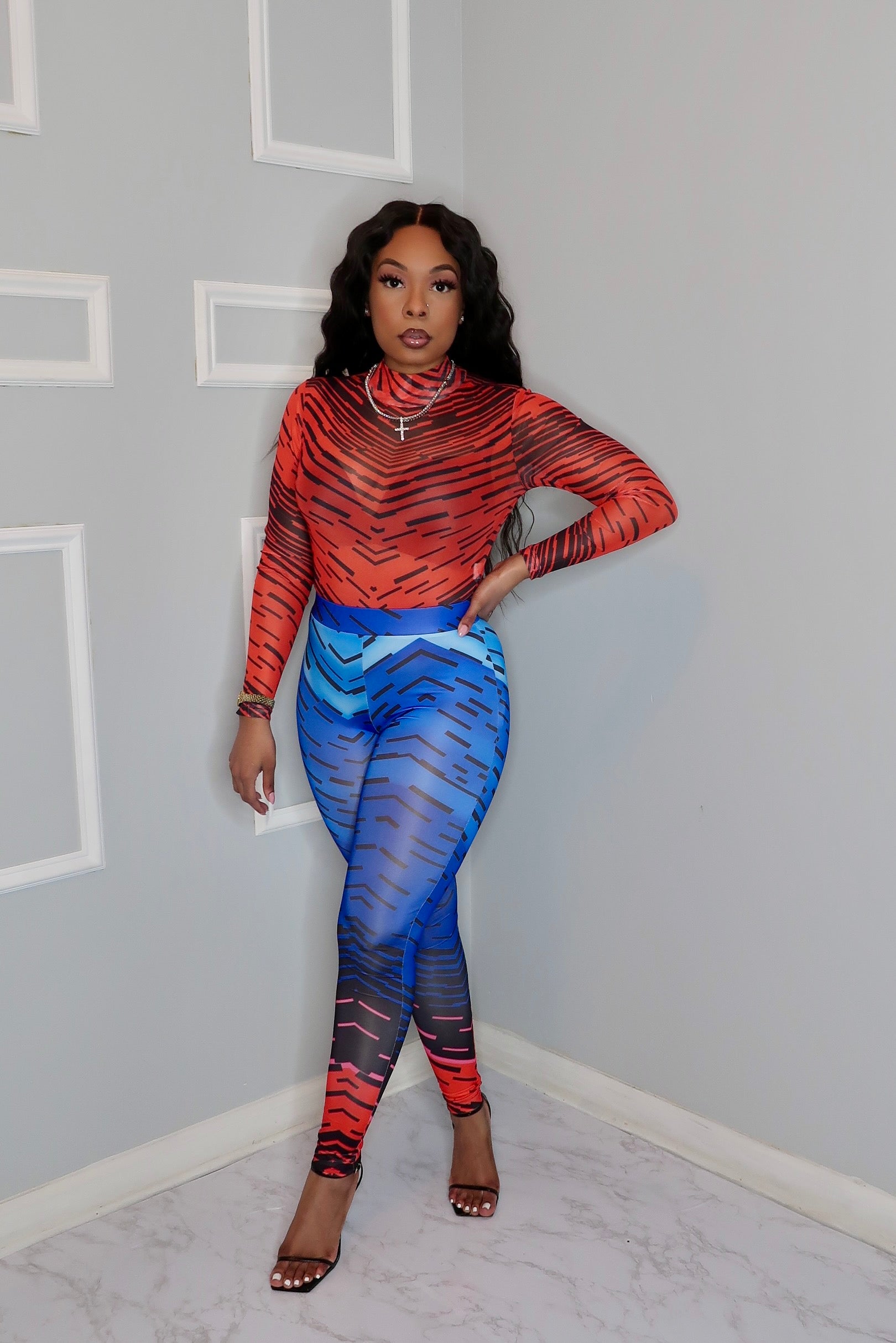 Aura Mesh Bodysuit and Legging Set- Red – Shop Glamour Society