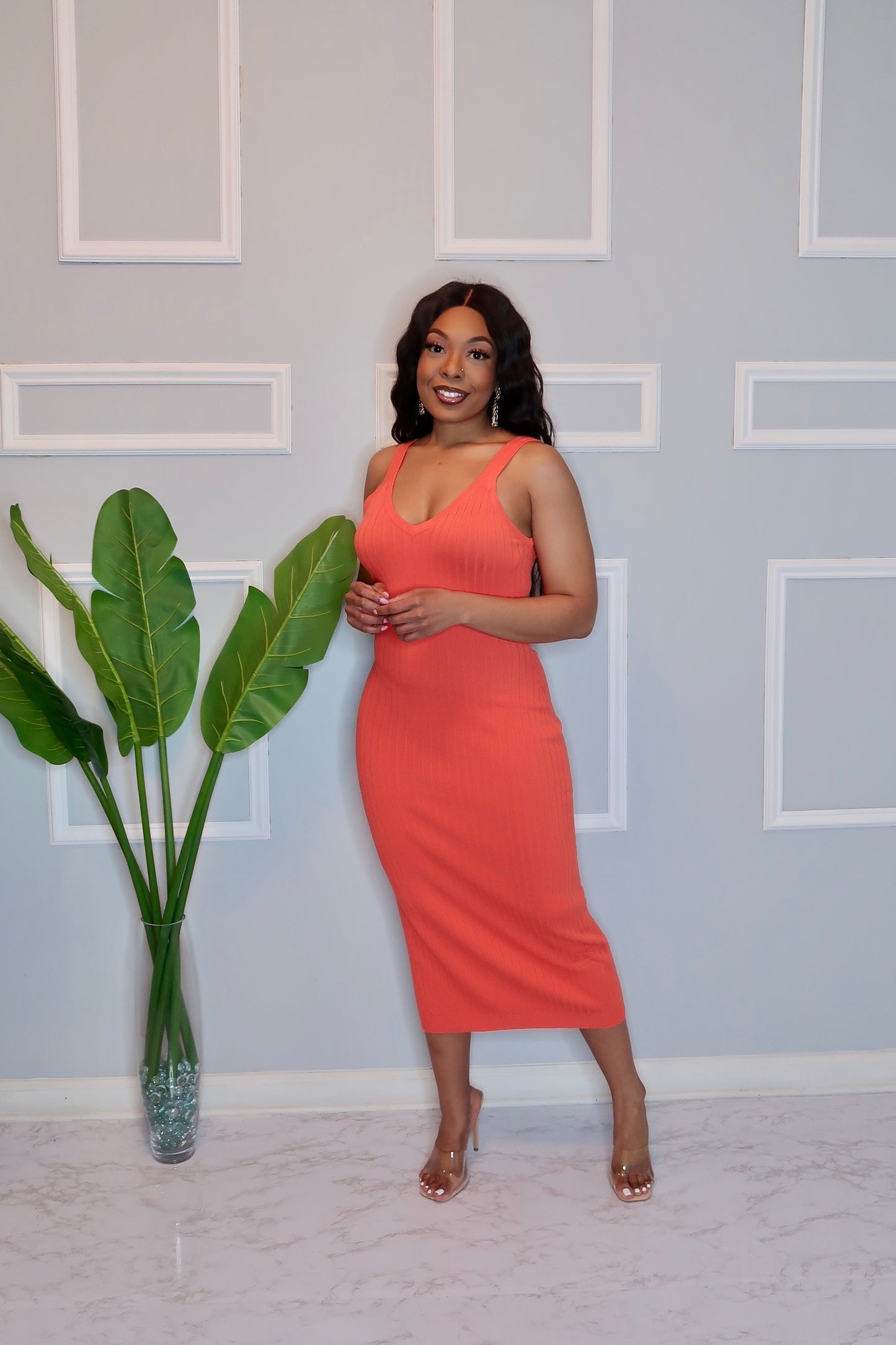 Such A Lady Midaxi Dress-Coral