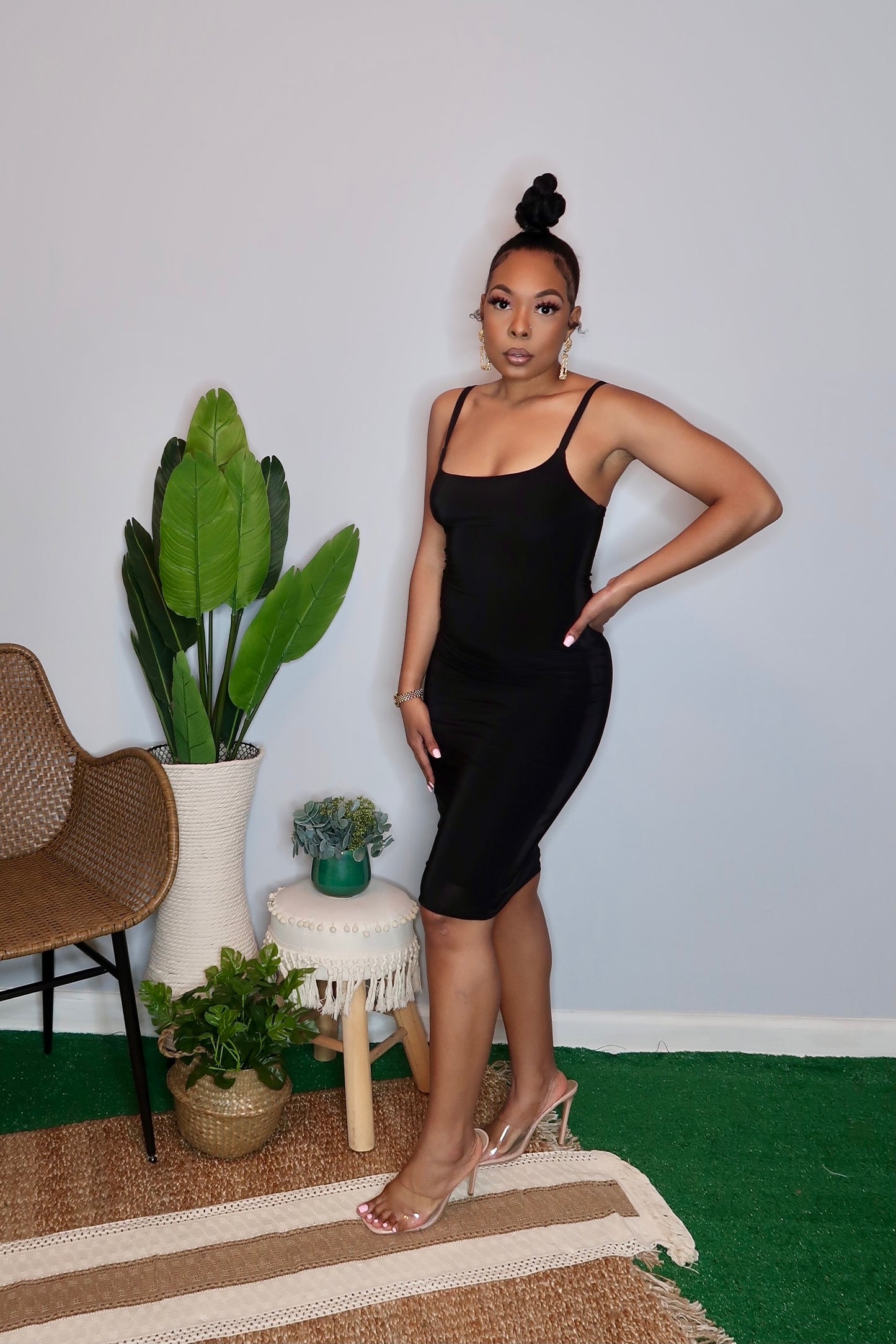 Second Skin Midi Dress- Black