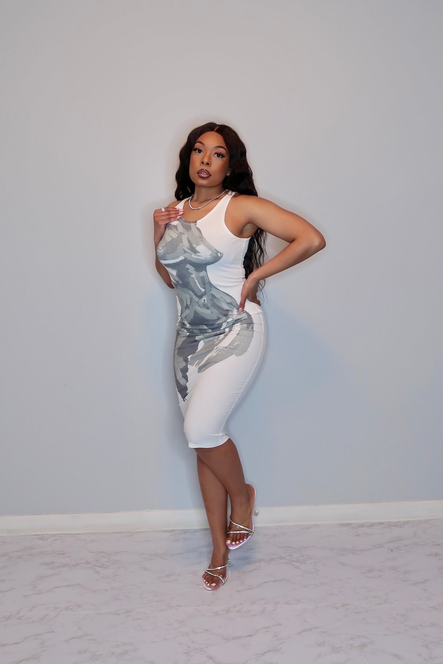 Masterpiece Midi Dress- White