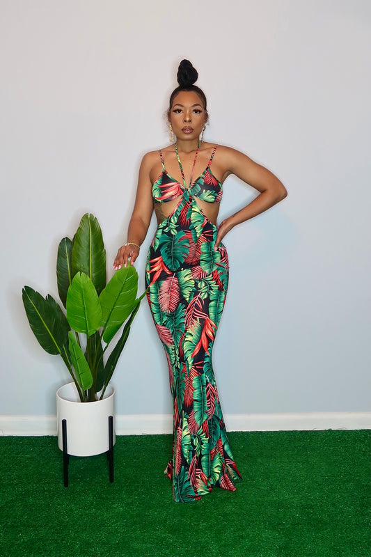 Summer Muse Cutout Floral Maxi